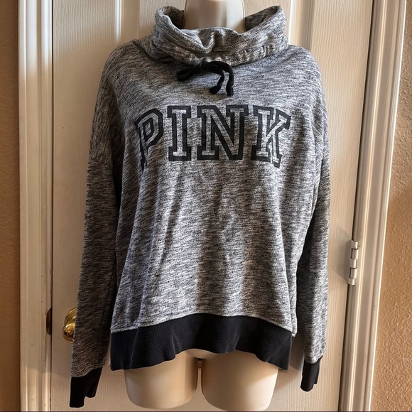 PINK by Victoria’s Secret pullover Sz small gray black drawstring - Picture 2 of 7
